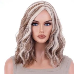 Women's Highlight Lowlight Wavy Medium Length Wig